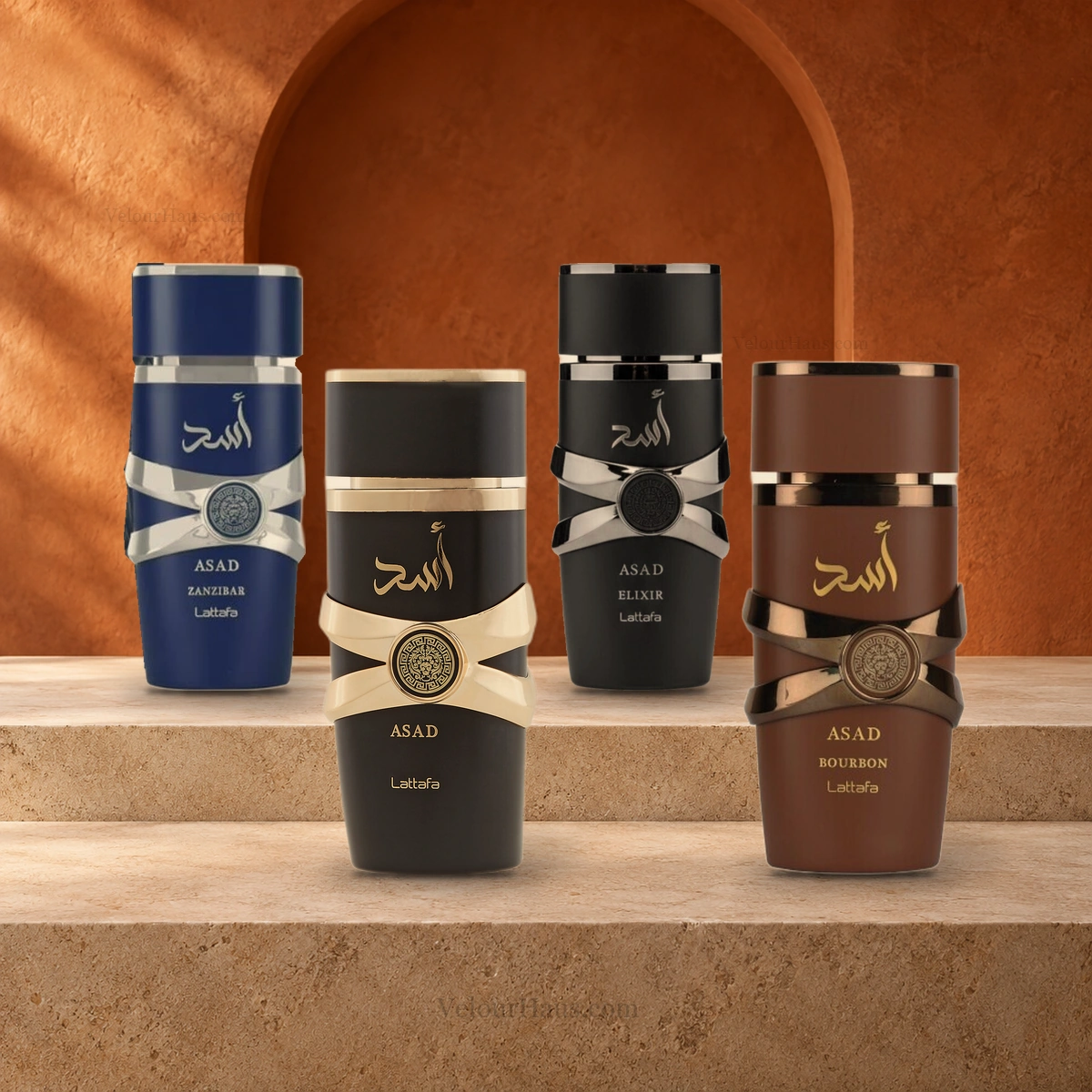 Combo Dinastía Asad: Asad Lattafa, Asad Bourbon Lattafa y Asad Zanzibar Lattafa y más. Perfumes originales en Guatemala.