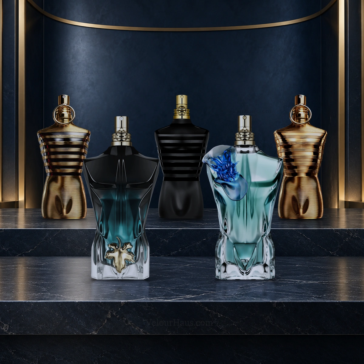 Combo El JPG: Le Male Elixir Jean Paul Gaultier, Le Male Le Parfum Jean Paul Gaultier y Le Male Elixir Absolu Jean Paul Gaultier y más. Perfumes originales en Guatemala.