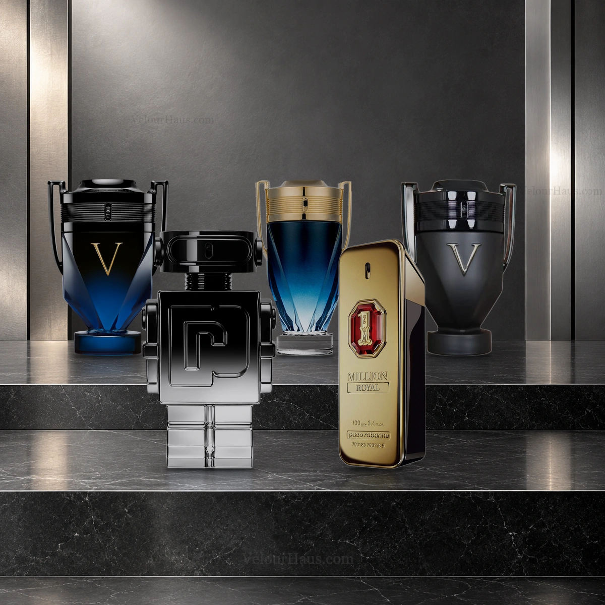 Combo Rabanne Total: Invictus Victory Elixir de Rabanne, Invictus Parfum de Rabanne y Invictus Victory Absolu de Rabanne y más. Perfumes originales en Guatemala.
