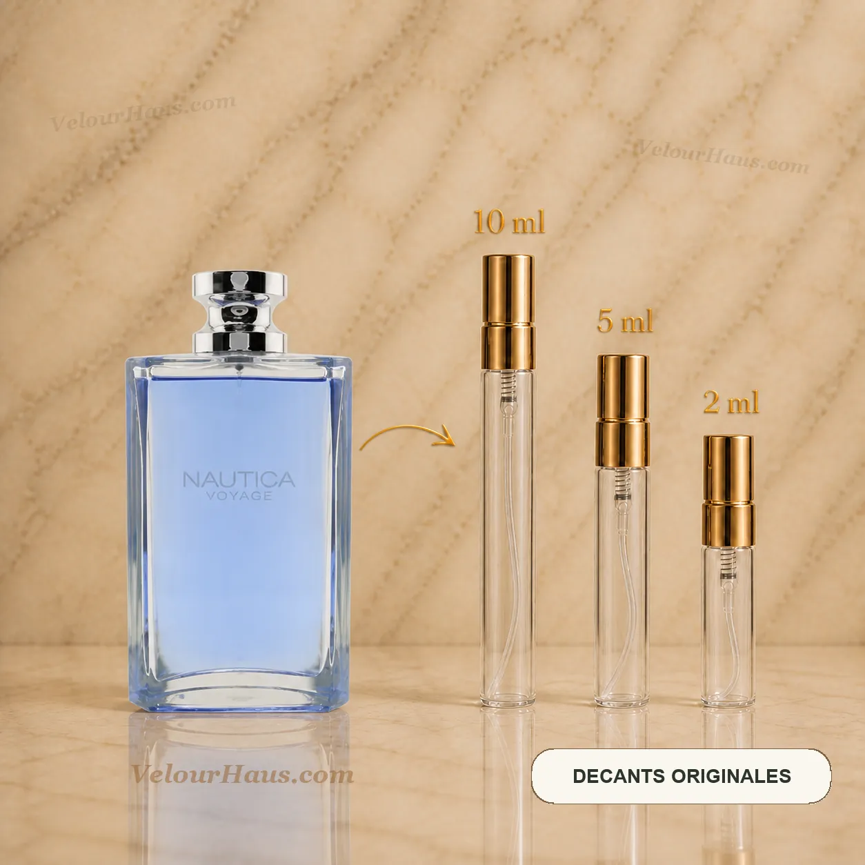 Nautica Voyage EDT con frasco de origen y decants de 10 ml, 5 ml y 2 ml