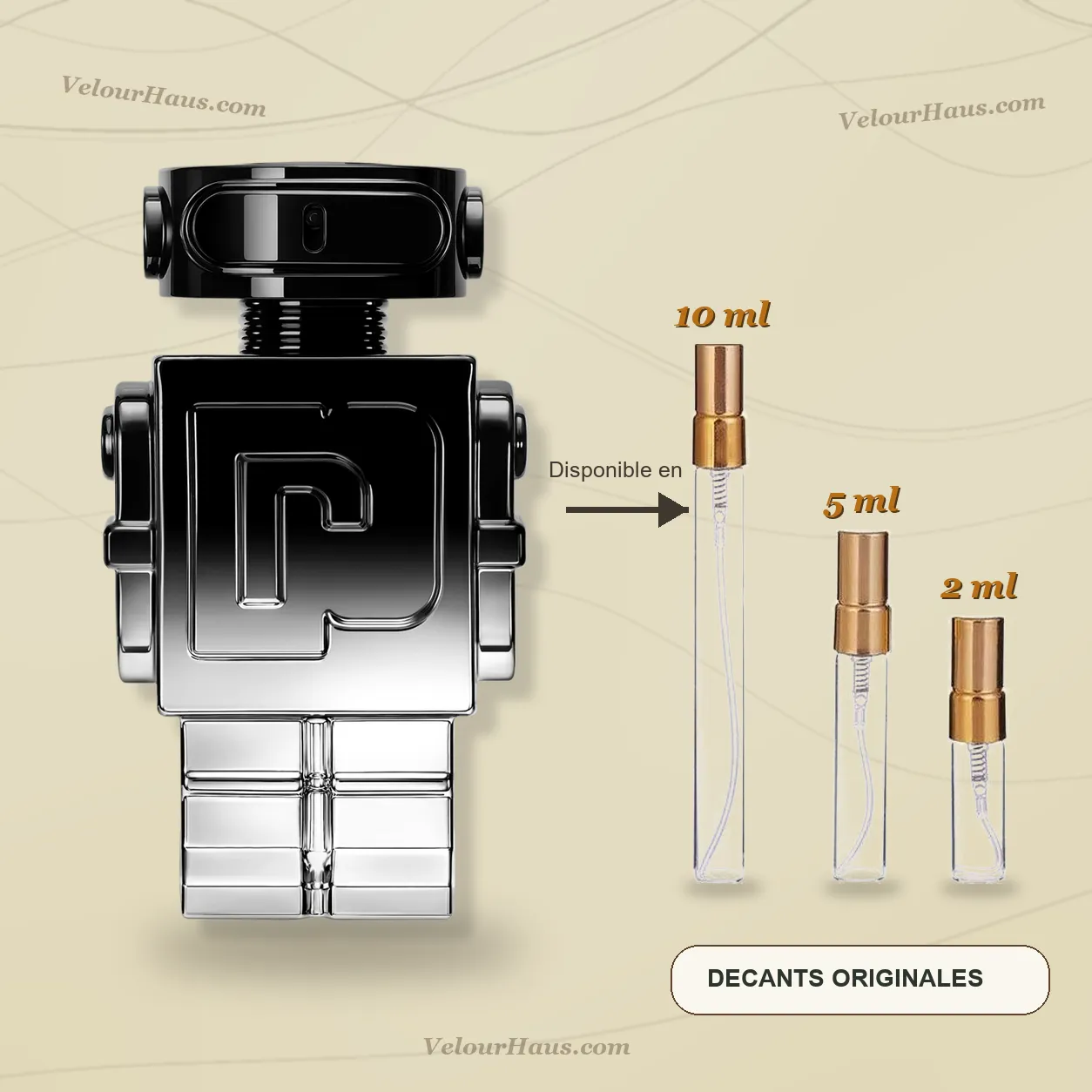 Phantom Elixir de Rabanne con frasco de origen y decants de 10 ml, 5 ml y 2 ml