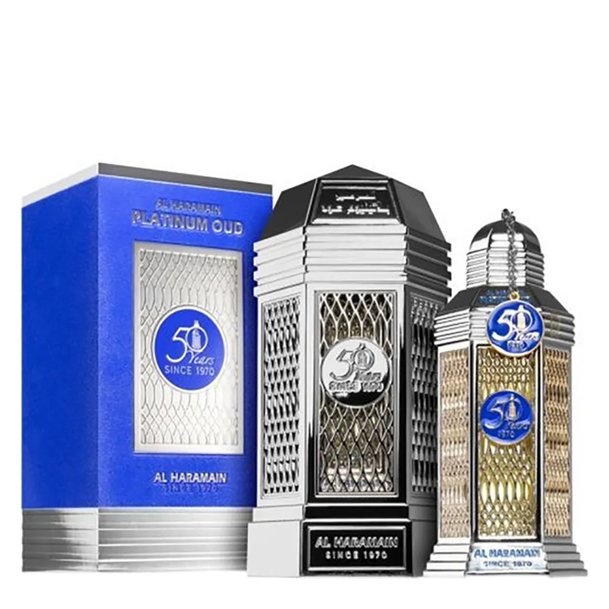 Al Haramain Al Haramain 50 Years Platinum Oud EDP 100ml, vista principal.