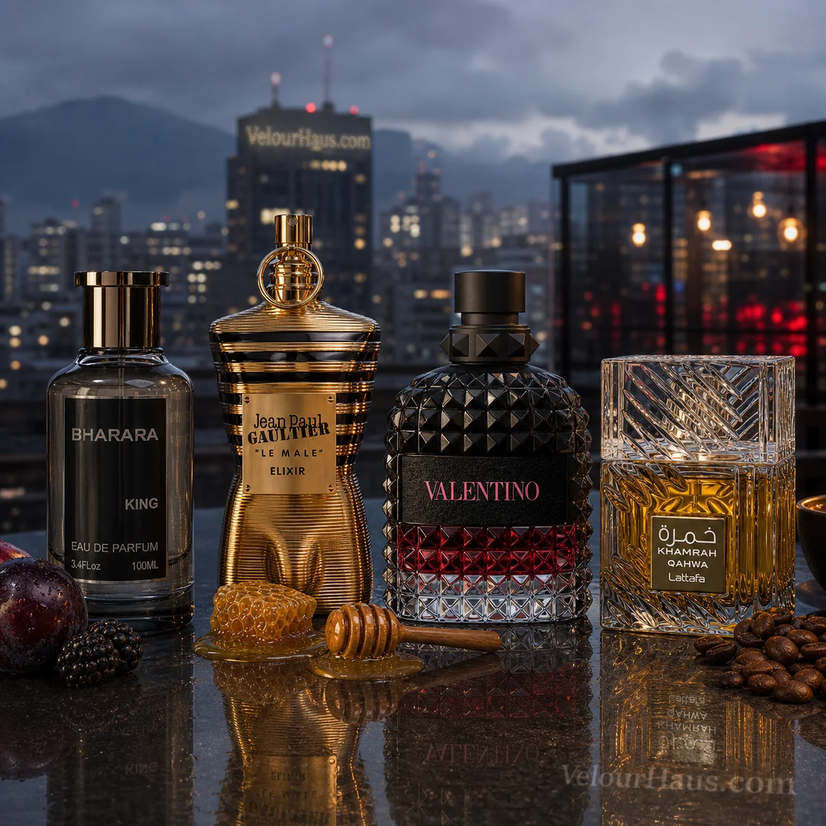 Combo Best Sellers VelourHaus: Bharara King, Le Male Elixir Jean Paul Gaultier y Valentino Uomo Born in Roma Intense y más. Perfumes originales en Guatemala.