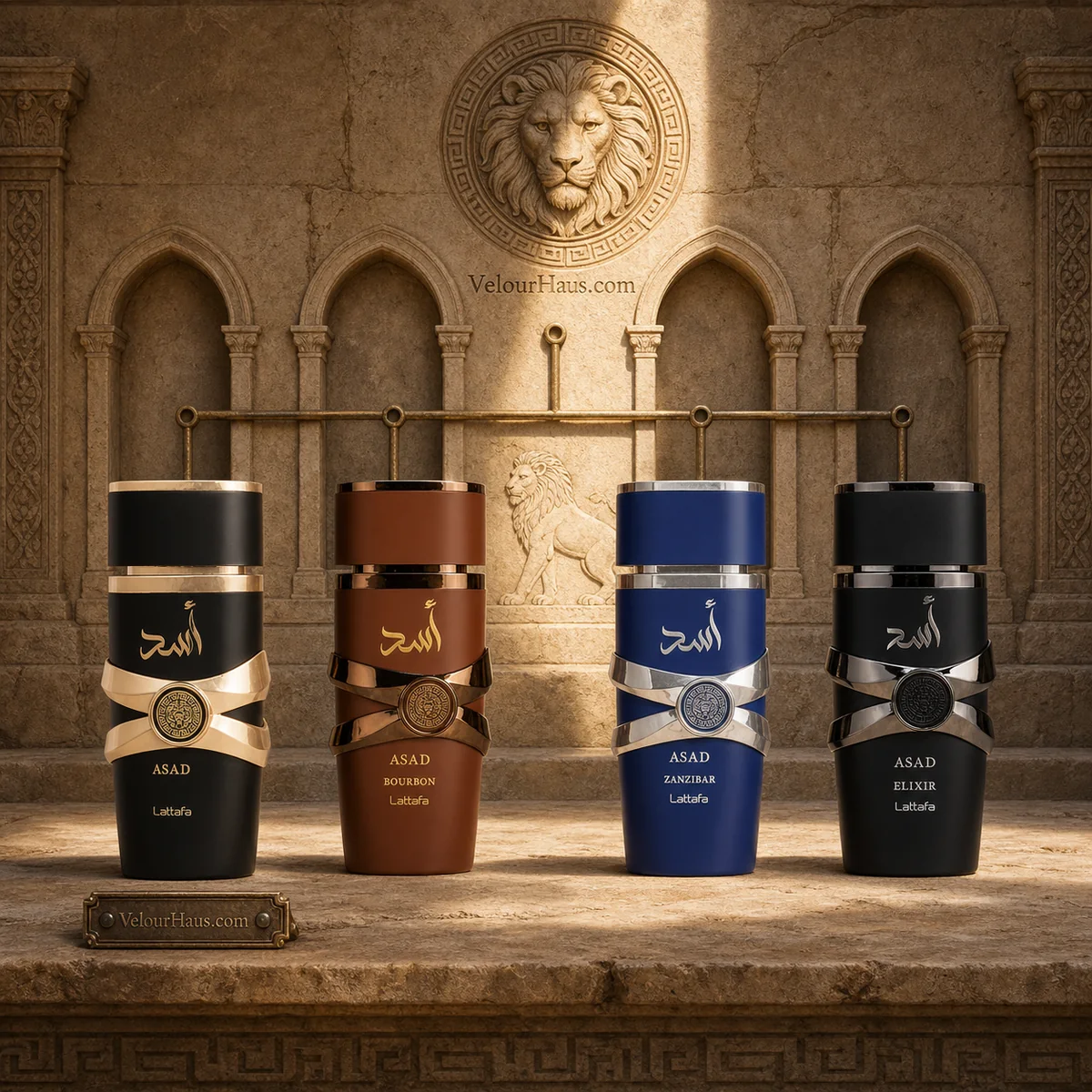Combo Dinastía Asad: Asad Lattafa, Asad Bourbon Lattafa y Asad Zanzibar Lattafa y más. Perfumes originales en Guatemala.