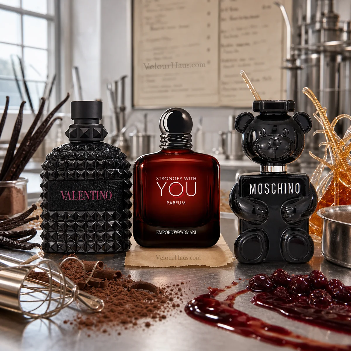 Combo Golosos Premium: Valentino Uomo Born in Roma Extradose, Stronger With You Parfum Armani y Toy Boy Moschino. Perfumes originales en Guatemala.