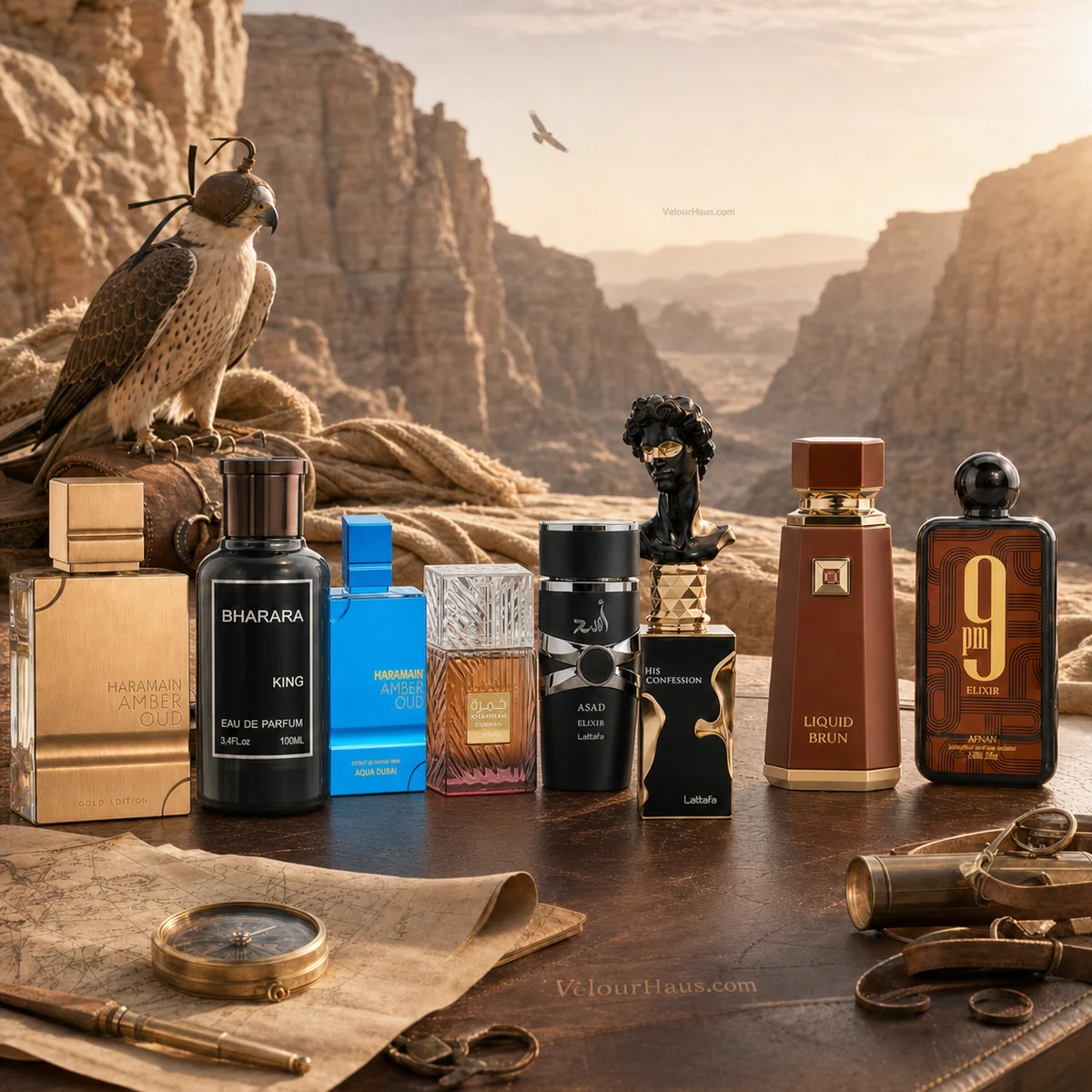 Combo Jeque Árabe: Amber Oud Gold Edition Al Haramain, Bharara King y Aqua Dubai Al Haramain y más. Perfumes originales en Guatemala.