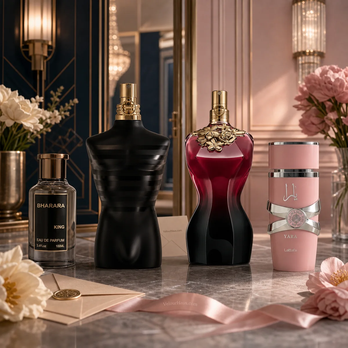 Combo Pareja Perfecta: Le Male Le Parfum Jean Paul Gaultier, Bharara King y La Belle Le Parfum JPG y más. Perfumes originales en Guatemala.